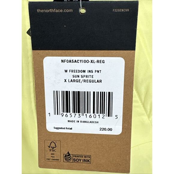 The North Face Freedom Insulated Yellow Snow Pants Women's Sz XL NWT - Picture 3 of 3